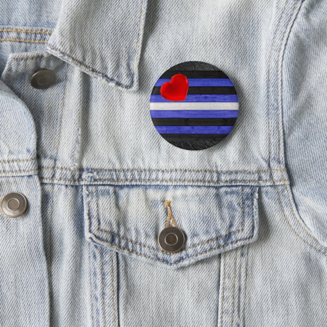 SlipperyJoe's Lederstolperflagge schwarz königsbla Button (Beispiel)