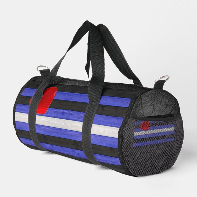 SlipperyJoe's Lederstolperflagge schwarz königsbla Duffle Bag (Rechte Ecke)