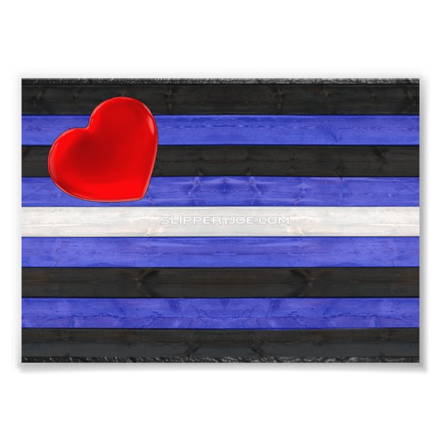 SlipperyJoe's Lederstolperflagge schwarz königsbla Fotodruck (Vorne)