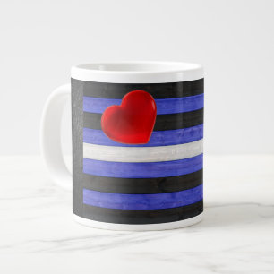 SlipperyJoe's Lederstolperflagge schwarz königsbla Jumbo-Tasse