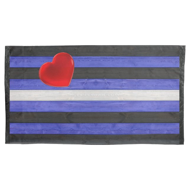 SlipperyJoe's Lederstolperflagge schwarz königsbla Kissenbezug (Vorderseite)