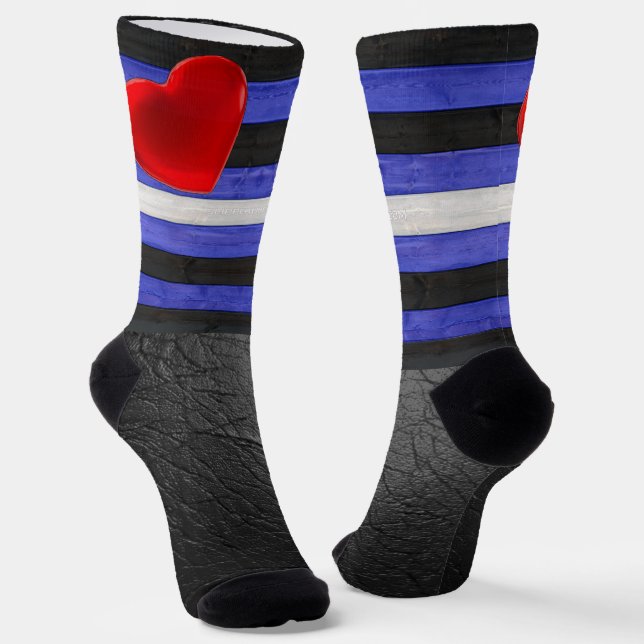 SlipperyJoe's Lederstolperflagge schwarz königsbla Socken (Gewinkelt)