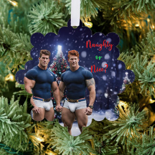 SlipperyJoes leuchtende Weihnachtsbäume zwei musku Ornament Karte