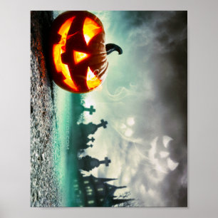SlipperyJoe's leuchtender Kürbis-Halloween-Wa Poster