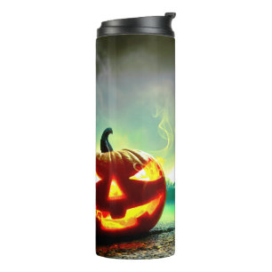 SlipperyJoe's leuchtender Kürbis-Halloween-Wa Thermosbecher
