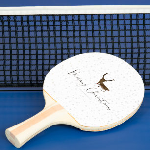 SlipperyJoe's Linienkunst-Silhouette Rentier minim Tischtennis Schläger