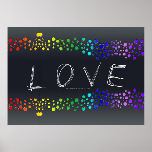 SlipperyJoe's Love words rainbow dots scribbled da Poster (Vorne)
