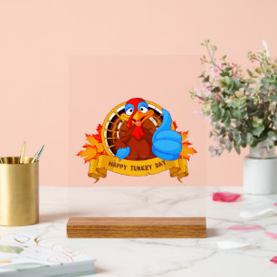 SlipperyJoe's lustige Cartoon-Thanksgiving-Gestalt Acrylschild