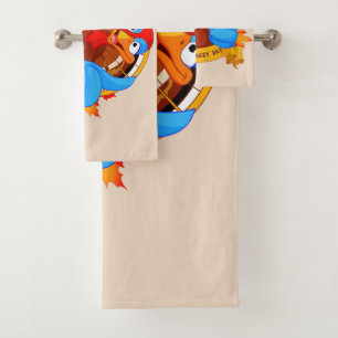 SlipperyJoe's lustige Cartoon-Thanksgiving-Gestalt Badhandtuch Set