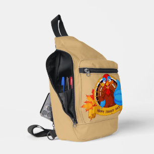 SlipperyJoe's lustige Cartoon-Thanksgiving-Gestalt Crossbody Bag