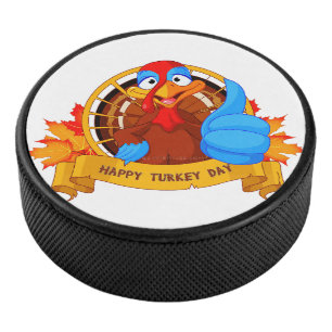 SlipperyJoe's lustige Cartoon-Thanksgiving-Gestalt Eishockey Puck