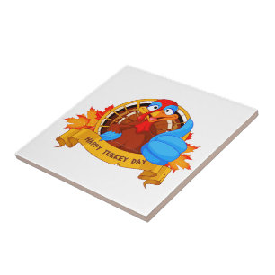 SlipperyJoe's lustige Cartoon-Thanksgiving-Gestalt Fliese
