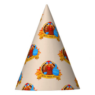 SlipperyJoe's lustige Cartoon-Thanksgiving-Gestalt Partyhütchen
