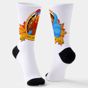 SlipperyJoe's lustige Cartoon-Thanksgiving-Gestalt Socken