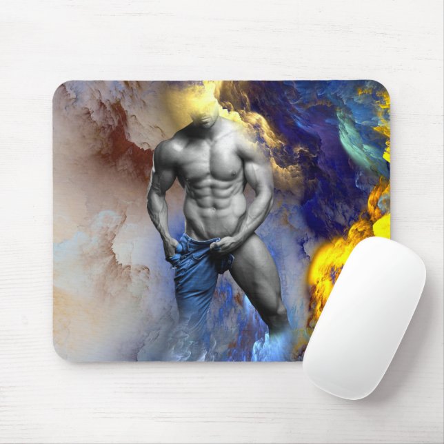 SlipperyJoe's Man Dampfschienenlose abs-Sechspack- Mousepad (Mit Mouse)