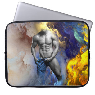 SlipperyJoe's Mann dampfendes shirtloses Sixpack A Laptopschutzhülle