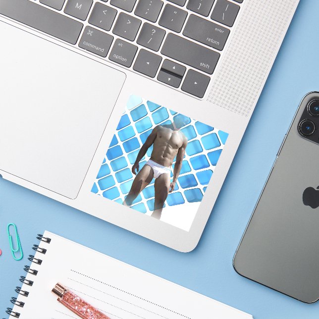 SlipperyJoe's Mann Unterwäsche 6-Pack Brustkorb mä Aufkleber (Laptop mit iPhone)