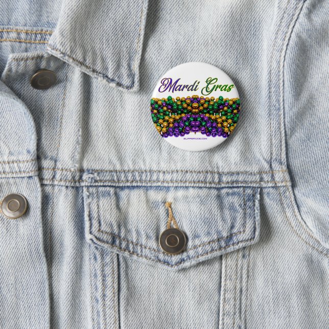 SlipperyJoe's Mardi Gras Bead Necklaces lila gol Button (Beispiel)