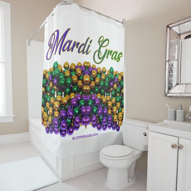 SlipperyJoe's Mardi Gras Bead Necklaces lila gol Duschvorhang (Beispiel)