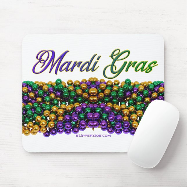 SlipperyJoe's Mardi Gras Bead Necklaces lila gol Mousepad (Mit Mouse)