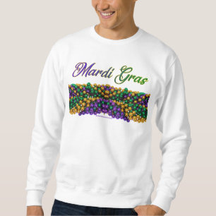 SlipperyJoe's Mardi Gras Bead Necklaces lila gol Sweatshirt