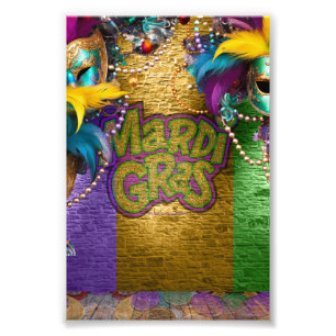 SlipperyJoe's Mardi Gras Bead Necklaces verdoppelt Fotodruck