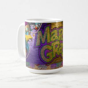 SlipperyJoe's Mardi Gras Bead Necklaces verdoppelt Kaffeetasse