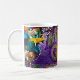 SlipperyJoe's Mardi Gras Bead Necklaces verdoppelt Kaffeetasse