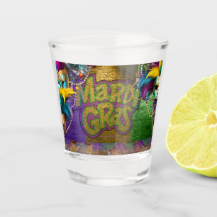 SlipperyJoe's Mardi Gras Bead Necklaces verdoppelt Schnapsglas