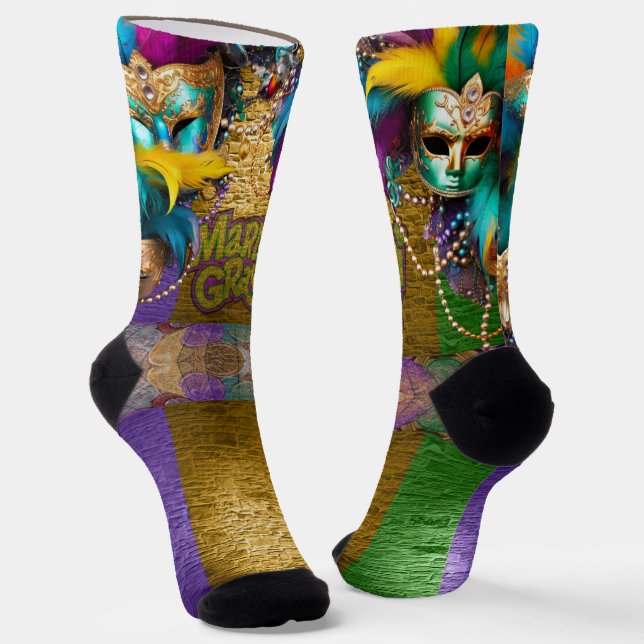 SlipperyJoe's Mardi Gras Bead Necklaces verdoppelt Socken (Gewinkelt)