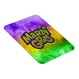 SlipperyJoe's Mardi Gras Festival lila grünes Yel Magnet