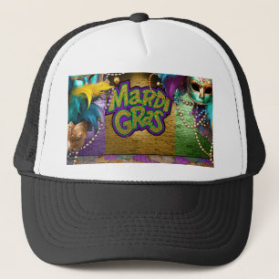 SlipperyJoe's Mardi-Gras-Grafikdoppelbänder Truckerkappe