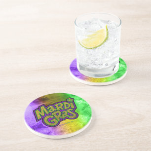 SlipperyJoe's Mardi Gras Kronen lila Goldgrün w Getränkeuntersetzer