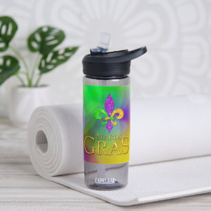 SlipperyJoe's Mardi Gras lila goldgrünes Fleur-d Trinkflasche