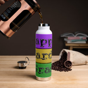 SlipperyJoe's Mardi Gras lila goldgrünes Metall s Trinkflasche