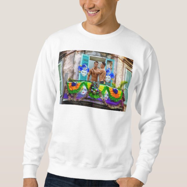 SlipperyJoe's Mardi Gras Männer lila goldgrüner Ba Sweatshirt (Vorderseite)