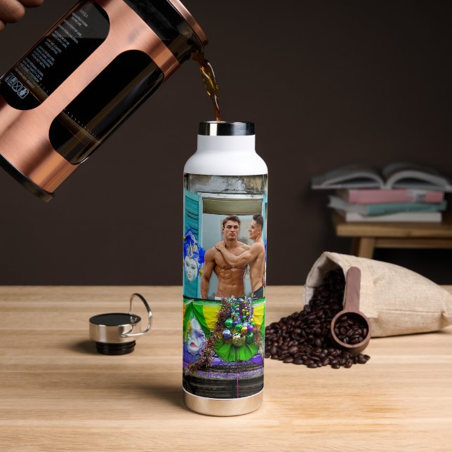 SlipperyJoe's Mardi Gras Männer lila goldgrüner Ba Trinkflasche (Kaffee)