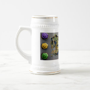 SlipperyJoe's Mardi Gras Mask lila goldgrünes Bl Bierglas