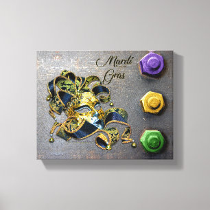 SlipperyJoe's Mardi Gras Mask lila goldgrünes Bl Leinwanddruck