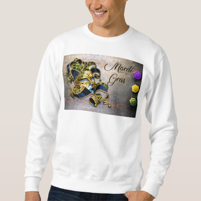 SlipperyJoe's Mardi Gras Mask lila goldgrünes Bl Sweatshirt (Vorderseite)