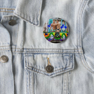 SlipperyJoe's Mardi Gras maskiert Perlendekoration Button