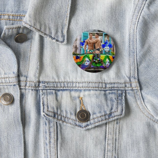SlipperyJoe's Mardi Gras maskiert Perlendekoration Button (Beispiel)