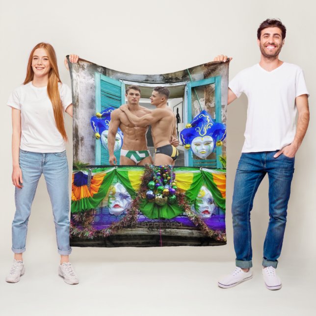 SlipperyJoe's Mardi Gras maskiert Perlendekoration Fleecedecke (Beispiel)