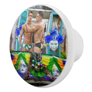 SlipperyJoe's Mardi Gras maskiert Perlendekoration Keramikknauf
