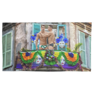 SlipperyJoe's Mardi Gras maskiert Perlendekoration Kissenbezug