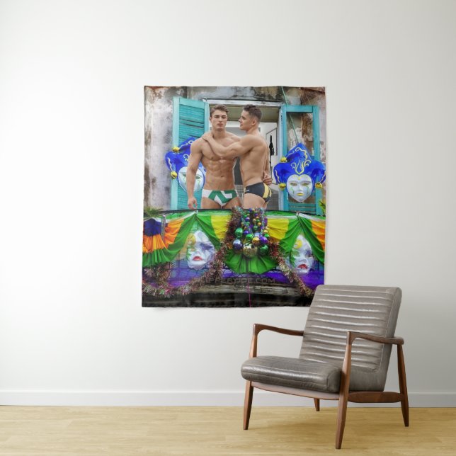 SlipperyJoe's Mardi Gras maskiert Perlendekoration Wandteppich (Beispiel)