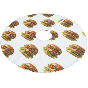 SlipperyJoes mundwässernder Cheeseburger knusprig  Polyester Weihnachtsbaumdecke
