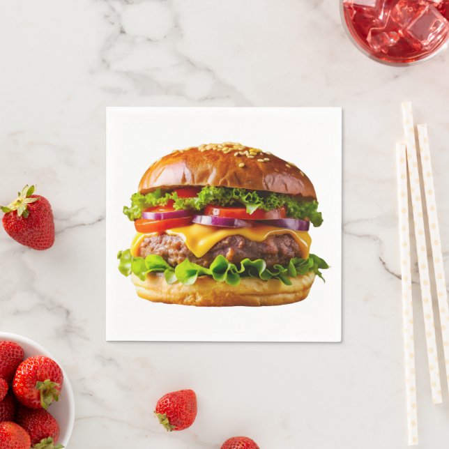 SlipperyJoes mundwässernder Cheeseburger knusprig  Serviette (Beispiel)