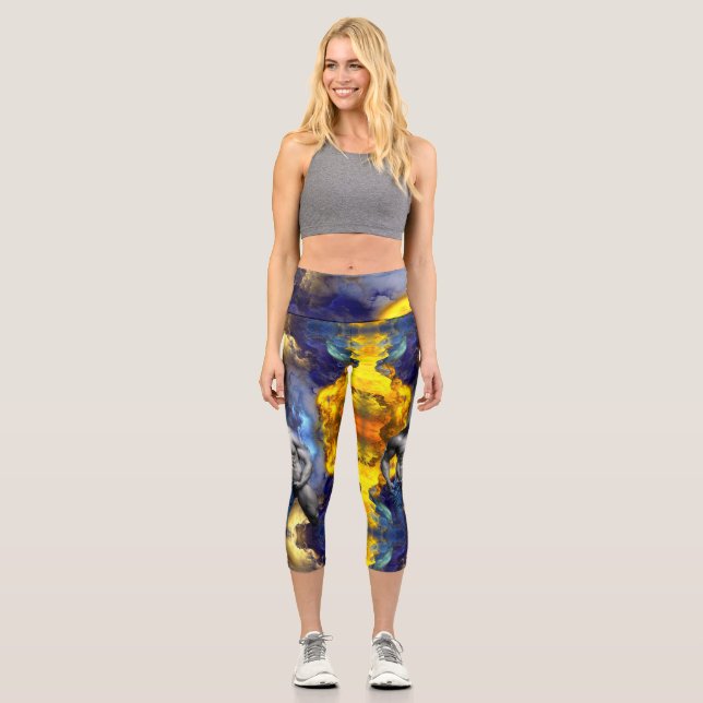 SlipperyJoe's muskulöse Mann-Physik-Dampf-Shirtle Capri Leggings (Vorderseite)