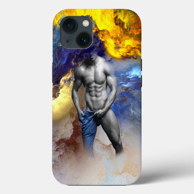 SlipperyJoe's muskulöse Mann-Physik-Dampf-Shirtle Case-Mate iPhone Hülle (Rückseite)